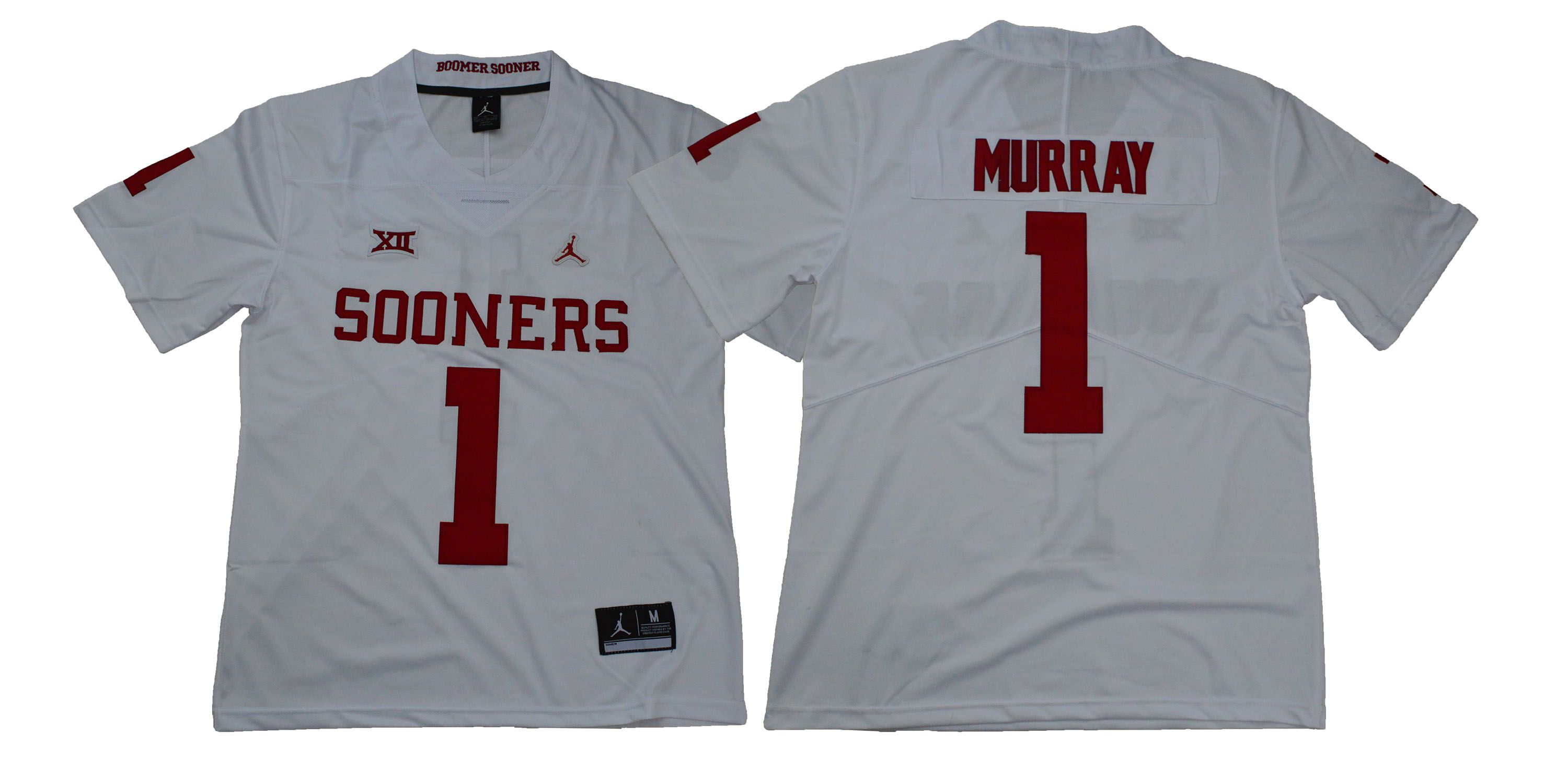 Men Oklahoma Sooners 1 Murray White NCAA Jerseys